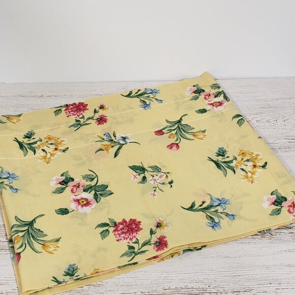 Yellow Floral Window Valance Curtain  84" X 17" 3" rod pocket - Picture 1 of 5